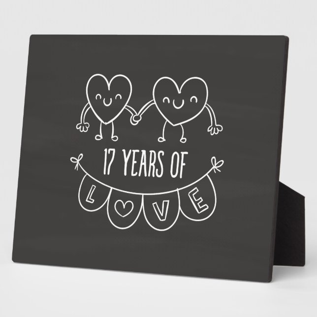 17th Anniversary Gift Chalk Hearts Plaque (Side)