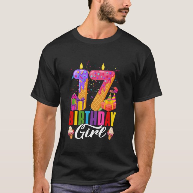 17th Birthday 17 Year Old Girls Ice Cream Party Fa T-Shirt (Front)