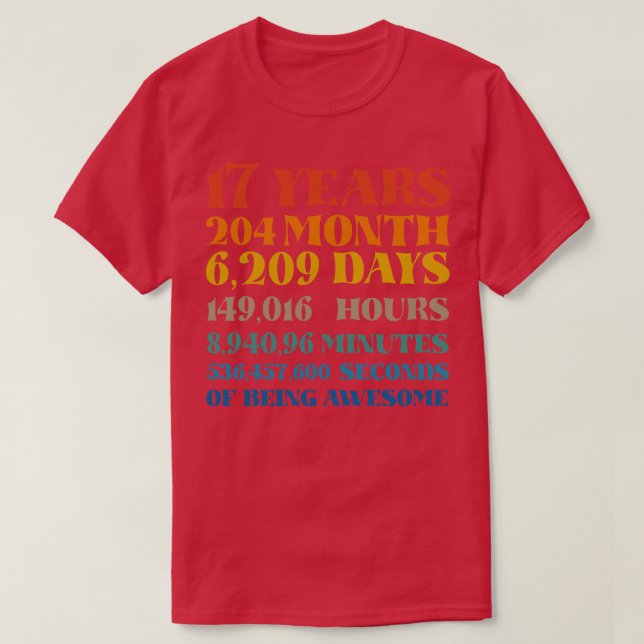 17th Birthday  17 Years of Being Awesome Tshirt Bd (Design Front)