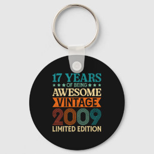 17th Birthday 17 Years Of Being Awesome Vintage 17 Key Ring