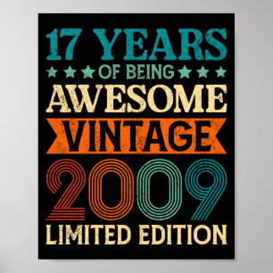 17th Birthday 17 Years Of Being Awesome Vintage 17 Poster