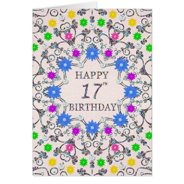 17th Birthday Abstract Flowers  (Front)