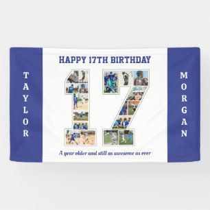 17th Birthday Anniversary Number 17 Photo Collage Banner