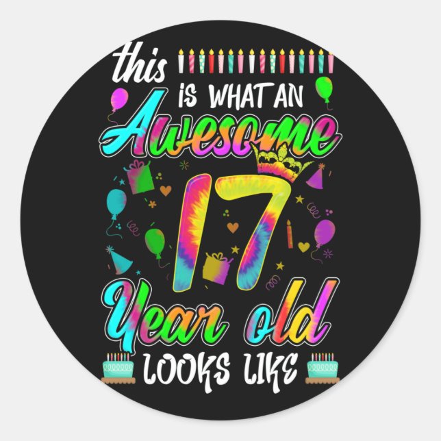 17th Birthday Awesome 17 Year Old Looks Like Classic Round Sticker (Front)