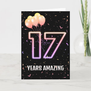 17th Birthday Balloons and Confetti Card