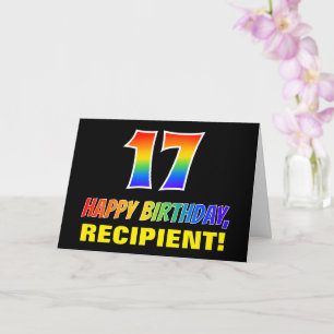 17th Birthday: Bold, Fun, Simple, Rainbow 17 Card
