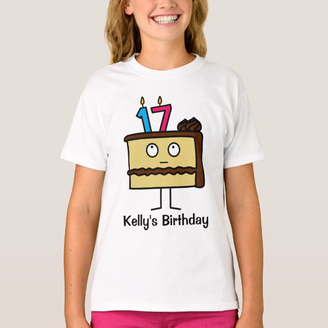 17th Birthday Cake with Candles T-Shirt (Front)