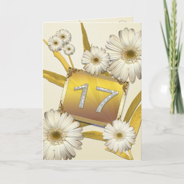 17th Birthday card with daisies. (Front)