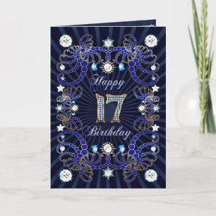 17th birthday card with masses of jewels