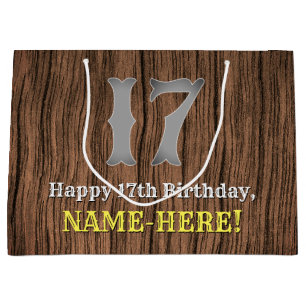 17th Birthday: Country Western Inspired Look, Name Large Gift Bag