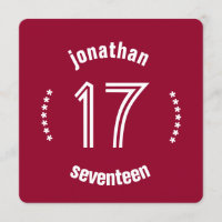17th Birthday Curved Text Custom Name D03 RED