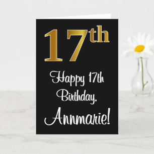 17th Birthday ~ Elegant Luxurious Faux Gold Look # Card