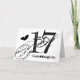 17th birthday for a granddaughter, butterfly. card