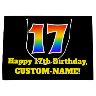 17th Birthday ~ Fun, Colourful, Vibrant, Rainbow 1 Large Gift Bag