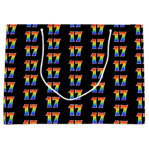 17th Birthday: Fun Rainbow Event Number 17 Pattern Large Gift Bag