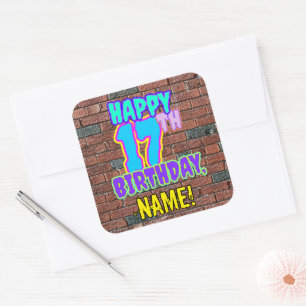 17th Birthday – Fun, Urban Graffiti Inspired Look Square Sticker