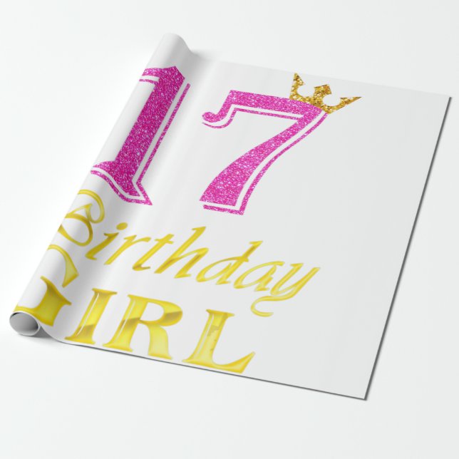17th Birthday Girl Princess Shirt 17 Years Old 17t Wrapping Paper (Unrolled)