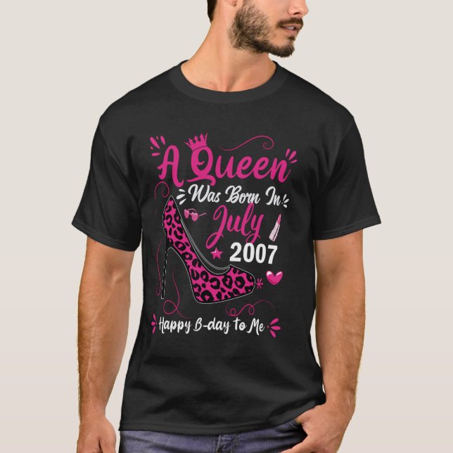 17th Birthday High Heel A Queen Was Born In July 2 T-Shirt (Front)