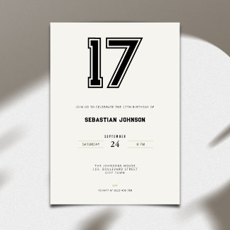 17th Birthday Invitation - Minimal Sport Style