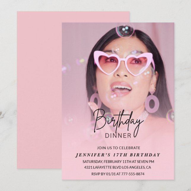 17th birthday invitations Birthday Dinner Photo (Front/Back)
