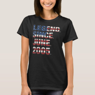 17th Birthday Legend Since June 2005 Usa Flag 17 Y T-Shirt