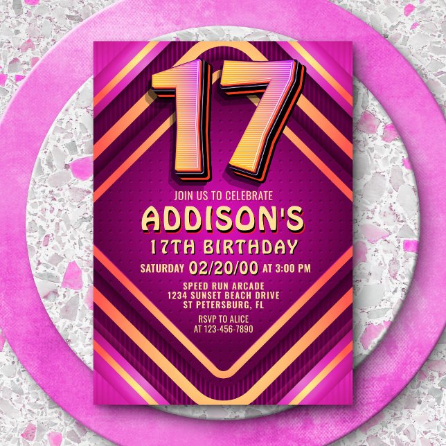 17th Birthday Neon Invitation (Creator Uploaded)