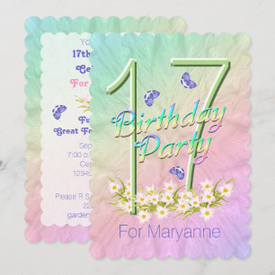 17th Birthday Party Butterfly Garden Invitation