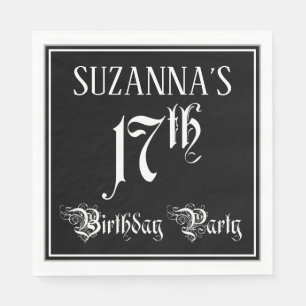 17th Birthday Party — Fancy Script + Custom Name Napkin