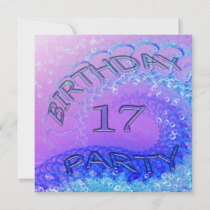 17th Birthday party invitation, Abstract and bubb Invitation