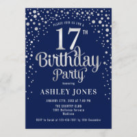 17th Birthday Party - Navy & Silver