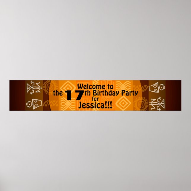 17th Birthday Party Personalised Banner 60x11 Poster (Front)