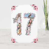 17th Birthday Photo Collage Girl Pink Flower White