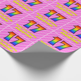 17th Birthday: Pink Stripes & Hearts, Rainbow # 17 Wrapping Paper
