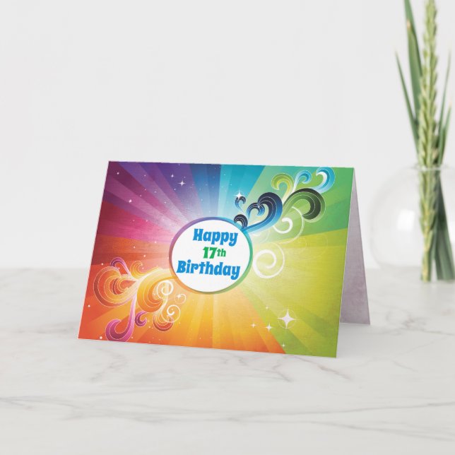 17th Birthday Religious Card Rainbow Blessings (Front)