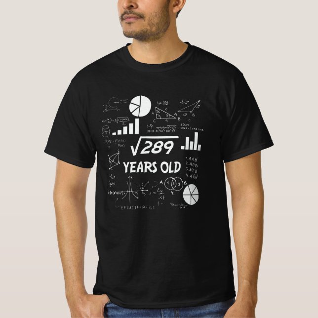 17th Birthday Square Root Math 17 Years Old Bday T-Shirt (Front)
