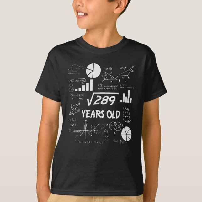 17th Birthday Square Root Math 17 Years Old Bday T-Shirt (Front)