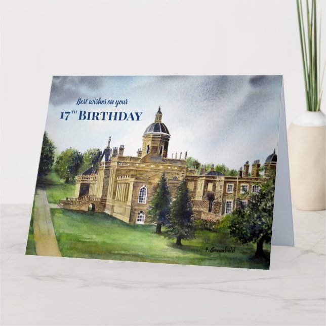 17th Birthday Wishes Castle Howard York Painting Card (Front)
