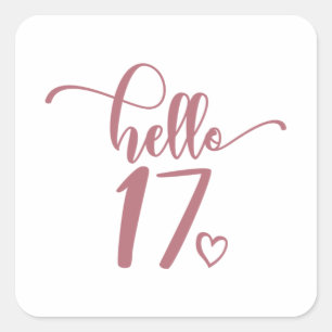 17th Birthday Women Hello 17 Cute 17 Years Old Square Sticker