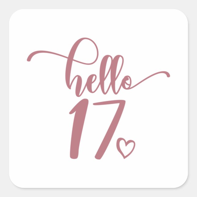 17th Birthday Women Hello 17 Cute 17 Years Old Square Sticker (Front)
