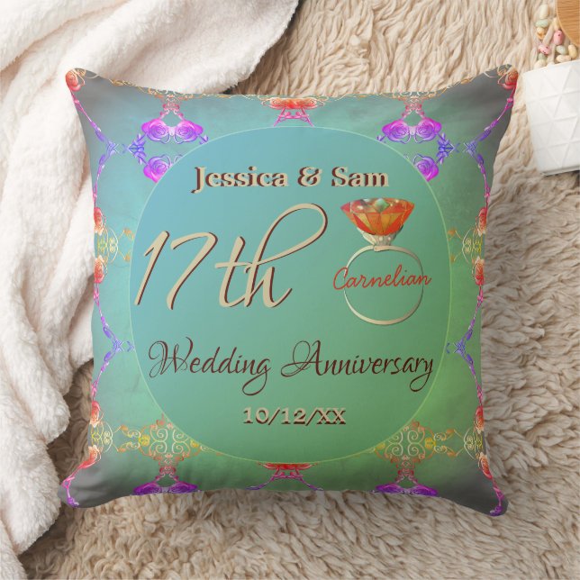 17th Carnelian Wedding Anniversary Cushion (Blanket)