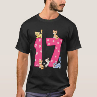 17th Cat Birthday Celebrant 17 Year Old Kitten Bda T-Shirt