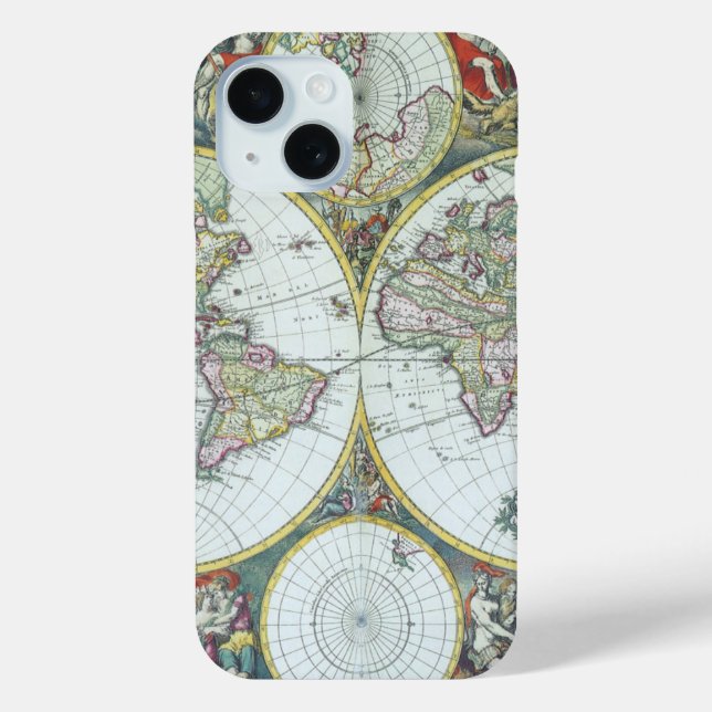 17th Century Antique World Map, Frederick De Wit Case-Mate iPhone Case (Back)