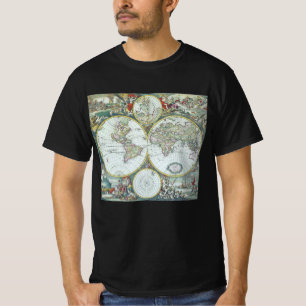 17th Century Antique World Map, Frederick De Wit T-Shirt