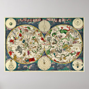 17th Century Celestial Map Poster