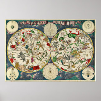 17th Century Celestial Map Poster