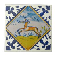 17th Century Delft Deer Handpainted Reproduction