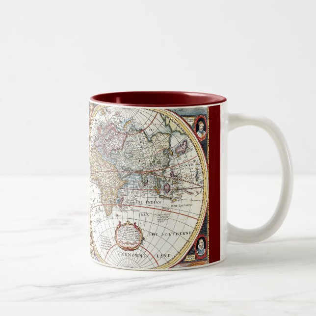 17th Century Dual Hemisphere World Map Two-Tone Coffee Mug (Right)
