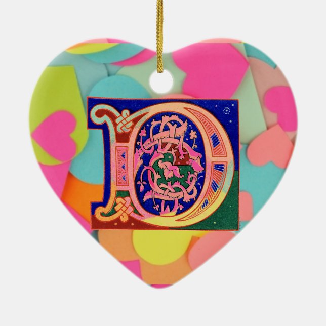 17th Century Letter D Ceramic Tree Decoration (Back)