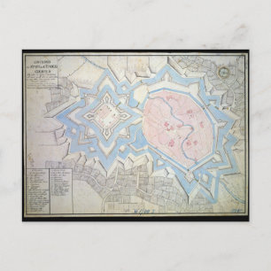 17th Century Map of Coesfeld Ludgerusburg Germany Postcard