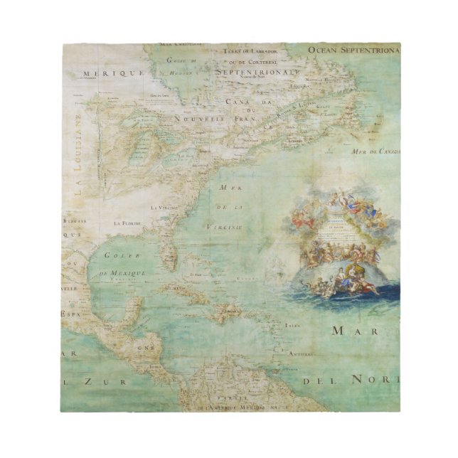 17th Century Map the Americas By Claude Bernou Notepad (Front)